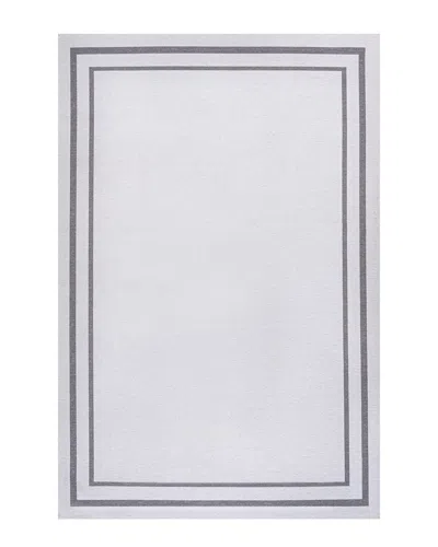 Jonathan Y Sloane Classic 2-stripe Border Washable Chenille Area Rug In White