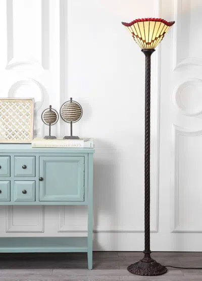 Jonathan Y Smith Tiffany-style 70.5" Torchiere Led Floor Lamp In Black