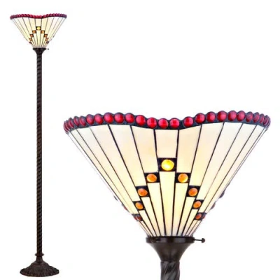 Jonathan Y Smith Tiffany-style 70.5" Torchiere Led Floor Lamp, Bronze