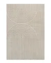 Jonathan Y Sofia High-low Midcentury Modern Arch Stripe Two-tone  Indoor/outdoor Area Rug In Beige