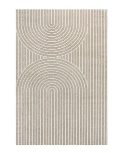 Jonathan Y Sofia High-low Midcentury Modern Arch Stripe Two-tone  Indoor/outdoor Area Rug In Beige