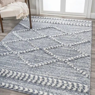 Jonathan Y Sofie Moroccan Trellis High-low Area Rug In Gray/cream