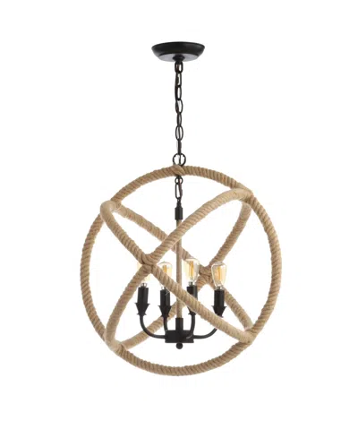 Jonathan Y Soka 4-light 20" Adjustable Globe, Rope Led Chandelier In Multi