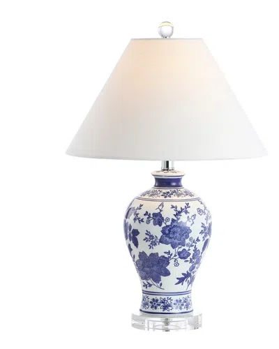 Jonathan Y Song 21.5in Chinoiserie Floral Led Table Lamp In Blue