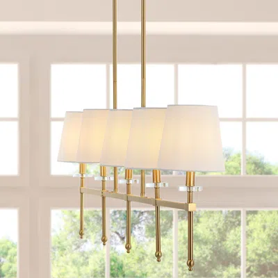 Jonathan Y Sophie 38.5" 5-light Modern Midcentury Iron Linear Led Pendant In Gold