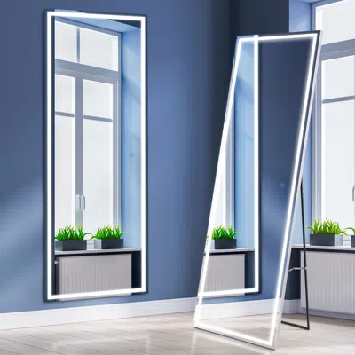 Jonathan Y Soraya 65" X 22" Full-length Rectangular Frameless Anti-fog Plug-in/hardwire Aluminum Front-lit Tri- In Pattern