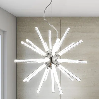 Jonathan Y Soyuz 19.5" Adjustable Integrated Led Starburst Metal/acrylic Pendant In Metallic