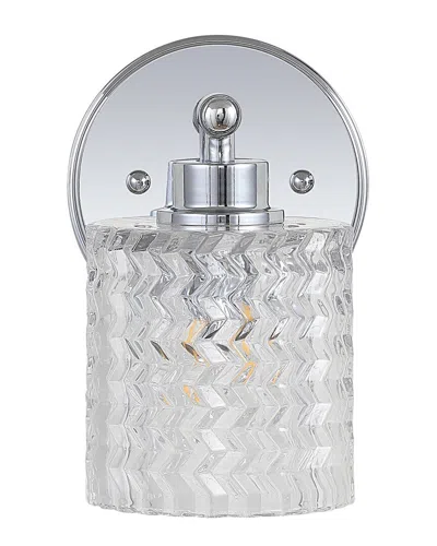 Jonathan Y Spaulding Vintage 5.13 1 Light Iron Chevron Pattern Glass Farmhouse Cottage Led Vanity Li In Metallic