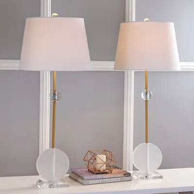 Jonathan Y Spencer 34" Crystal/metal Led Table Lamp (set Of 2) In Multi