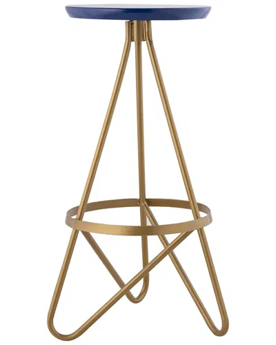Jonathan Y Spiroa 30in Modern Industrial Backless Circular Bar Stool In Blue