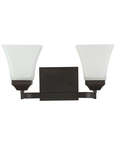 Jonathan Y Staunton 15in 2-light Iron/glass Modern Cottage Led Vanity Light In Metallic