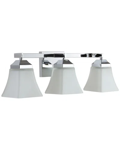 Jonathan Y Staunton 24in 3-light Iron/glass Modern Cottage Led Vanity Light In Metallic
