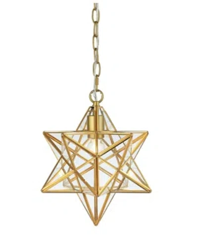 Jonathan Y Stella Moravian Star Glass Led Pendant In Gold-tone