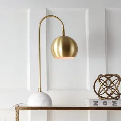 Jonathan Y Stephen 23.5" Metal/marble Led Table Lamp In Gold