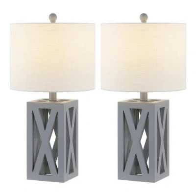 Jonathan Y Stewart 21.5" Farmhouse Wood Led Table Lamp In Gray