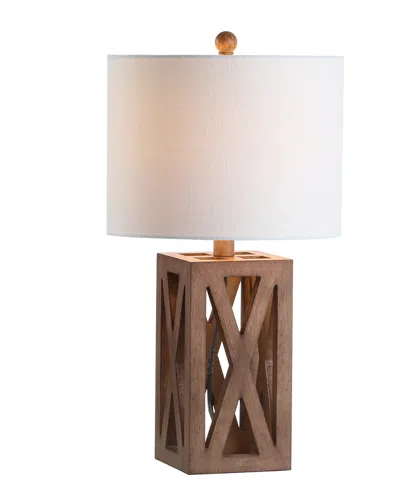 Jonathan Y Stewart 21.5in Wood Led Table Lamp In Brown