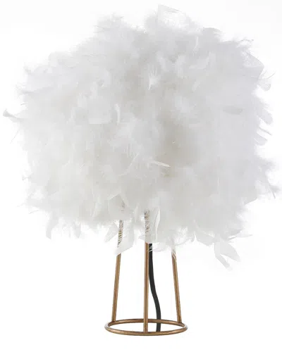 Jonathan Y Stork 16in Feather Metal Led Table Lamp In White