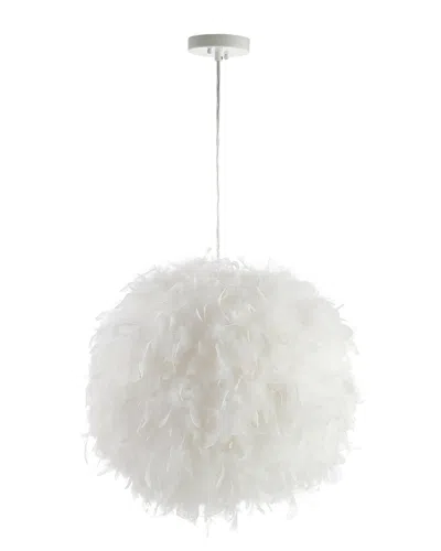 Jonathan Y Stork 19in Feather Metal Adjustable Led Pendant In White