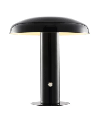 Jonathan Y Suillius 11" Contemporary Bohemian Rechargeable, Cordless Iron Integrated Led Mushroom Table Lamp In Black