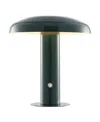 Jonathan Y Suillius 11" Contemporary Bohemian Rechargeable, Cordless Iron Integrated Led Mushroom Table Lamp In Forest Green