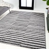 Jonathan Y Sukie Modern Offset Stripe Indoor/outdoor Area Rug In Black/ivory