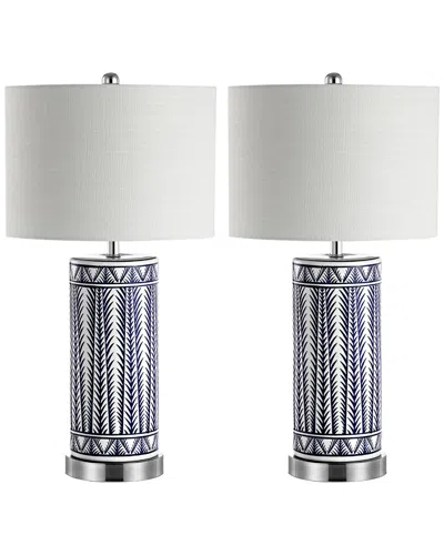 Jonathan Y Sulka 27in Ceramic/iron Contemporary Usb Charging Led Table Lamp In Metallic