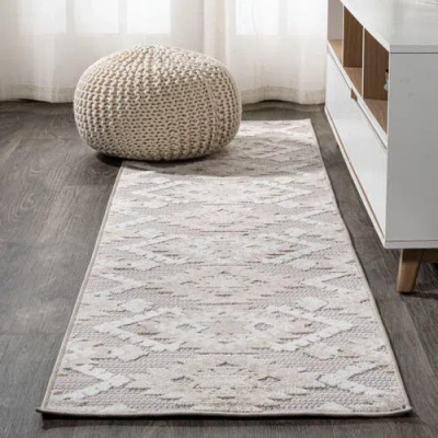 Jonathan Y Sumak High-low Pile Neutral Diamond Kilim Indoor/outdoor Area Rug In Beige/gray