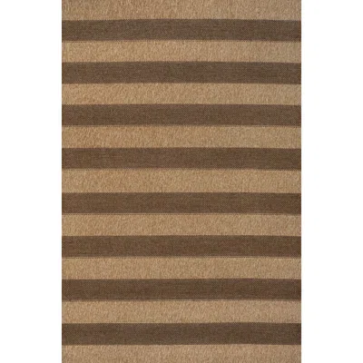 Jonathan Y Sutton Easy Jute Modern Geometric Boho Stripe Indoor/outdoor Area Rug In Brown