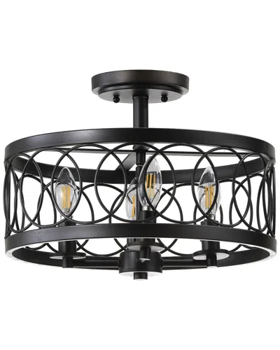 Jonathan Y Sylvain 15.5in Metal Led Semi-flush Mount In Black