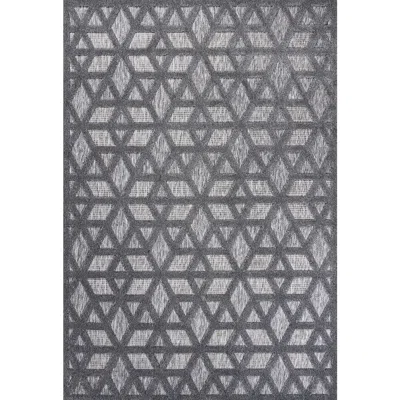 Jonathan Y Talaia Neutral Geometric Indoor/outdoor Area Rug In Dark Gray