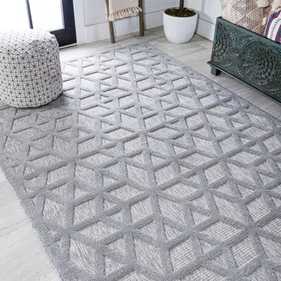 Jonathan Y Talaia Neutral Geometric Indoor/outdoor Area Rug In Gray