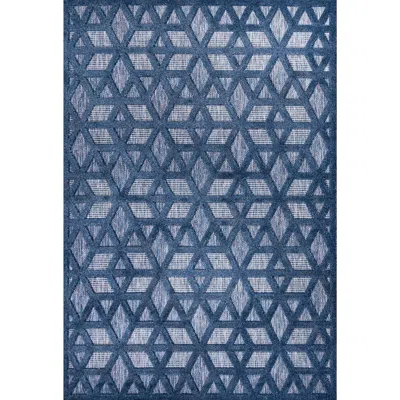 Jonathan Y Talaia Neutral Geometric Indoor/outdoor Area Rug In Navy/blue