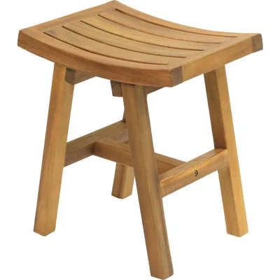 Jonathan Y Tamlyn 15.75" Traditional Classic Slatted Solid Acacia Wood Indoor/outdoor Shower Stool In Brown
