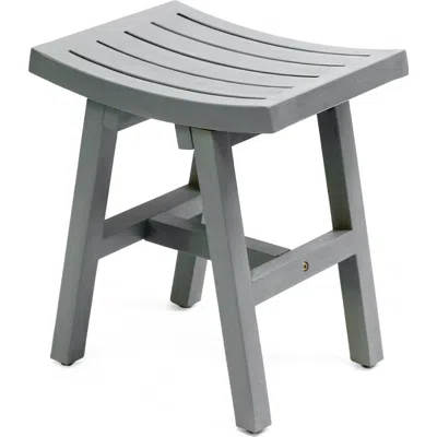 Jonathan Y Tamlyn 15.75" Traditional Classic Slatted Solid Acacia Wood Indoor/outdoor Shower Stool In Gray