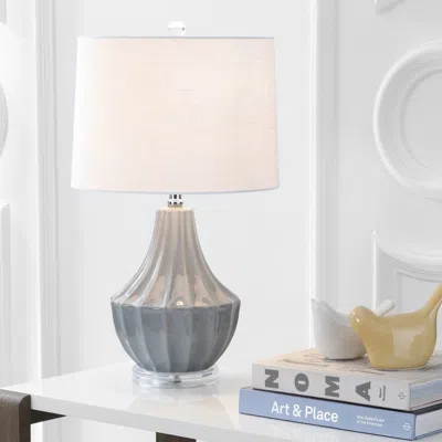 Jonathan Y Tate 24.5" Ceramic Led Table Lamp In Gray