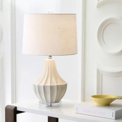Jonathan Y Tate Ceramic Led Table Lamp In Cream