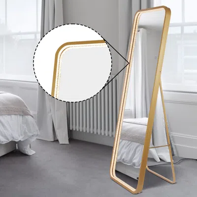 Jonathan Y Tatum 65x24 Crystal Lining Metal Framed Antifog Full-length Mirror, Smart Touch In Gold