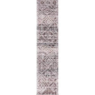 Jonathan Y Tayri Modern  Geometric Area Rug In Brown/ivory