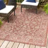 Jonathan Y Tela Bohemian Textured Weave Floral Indoor/outdoor Area Rug In Red