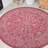 Jonathan Y Tela Bohemian Textured Weave Floral Indoor/outdoor Round Area Rug In Pink