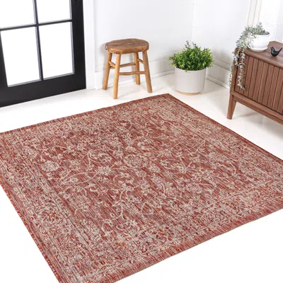 Jonathan Y Tela Bohemian Textured Weave Floral Indoor/outdoor Square Area Rug In Brown