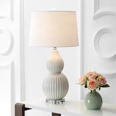 Jonathan Y Thatcher 28.25" Ceramic Led Table Lamp In White
