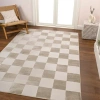 Jonathan Y Thea Modern Geometric Checkerboard High-low Area Rug In Beige/cream