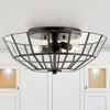Jonathan Y Theo 15.5" 2-light Farmhouse Rustic Iron/glass Led Semi Flush Mount