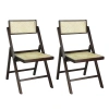 Jonathan Y Theo Mid-century Vintage Wood Rattan Folding Chair With Adjustable Back, Light Brown (set Of 2)
