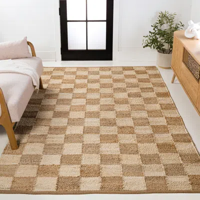 Jonathan Y Theo Modern Farmhouse Woven Jute Checkerboard Natural/brown 2 Ft. X 10 Ft. Runner Rug In Neutral