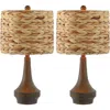 Jonathan Y Theodore 21" Rustic Farmhouse Handwoven Water Hyacinth/resin Led Table Lamp, Brown Wood F In Brown Wood Finish