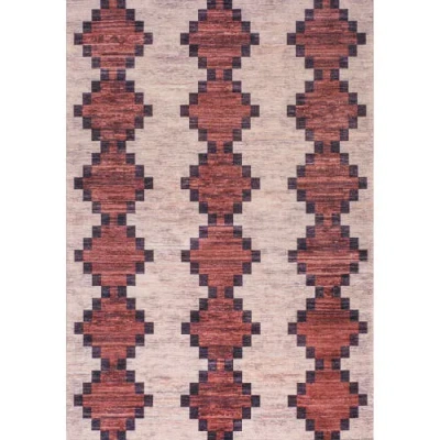 Jonathan Y Timantii Modern Trellis Kilim Machine-washable Area Rug In Red/ivory