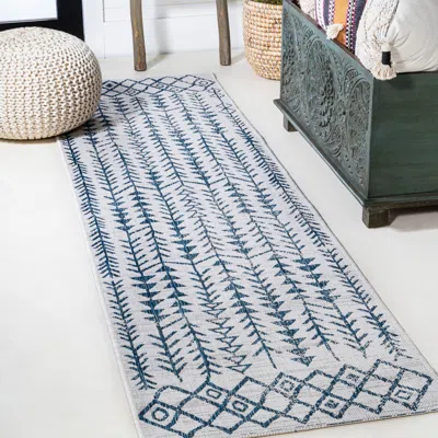 Jonathan Y Tokay Bohemian Geometric Indoor/outdoor Area Rug In Ivory/blue