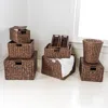 Jonathan Y Traditional Assorted Hand-woven Hyacinth/iron Baskets, Natural (set Of 10)